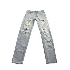 Empyre Easton Boyfriend Distressed Destroyed Ripped Light Wash Denim Jeans 0